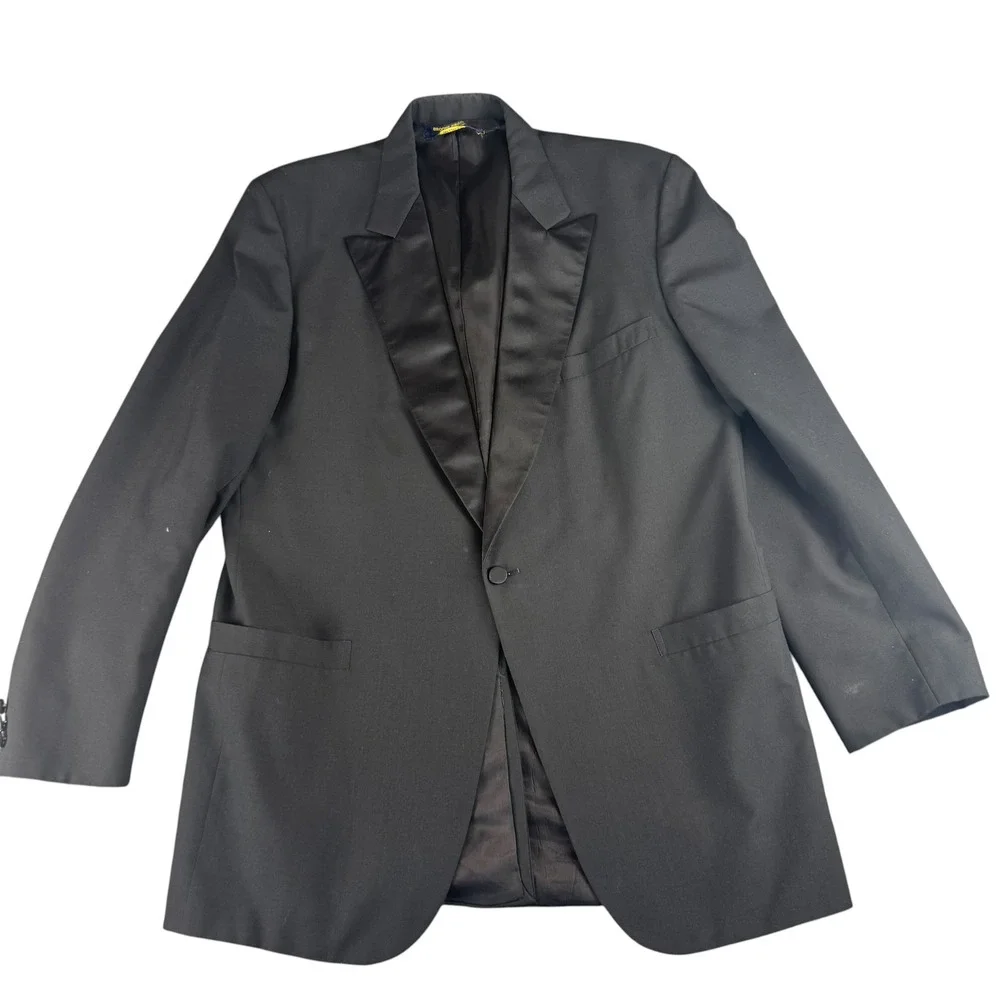 Brooks Brothers Mens Black Tuxedo Jacket Peak Lapel Single Button Size 44L